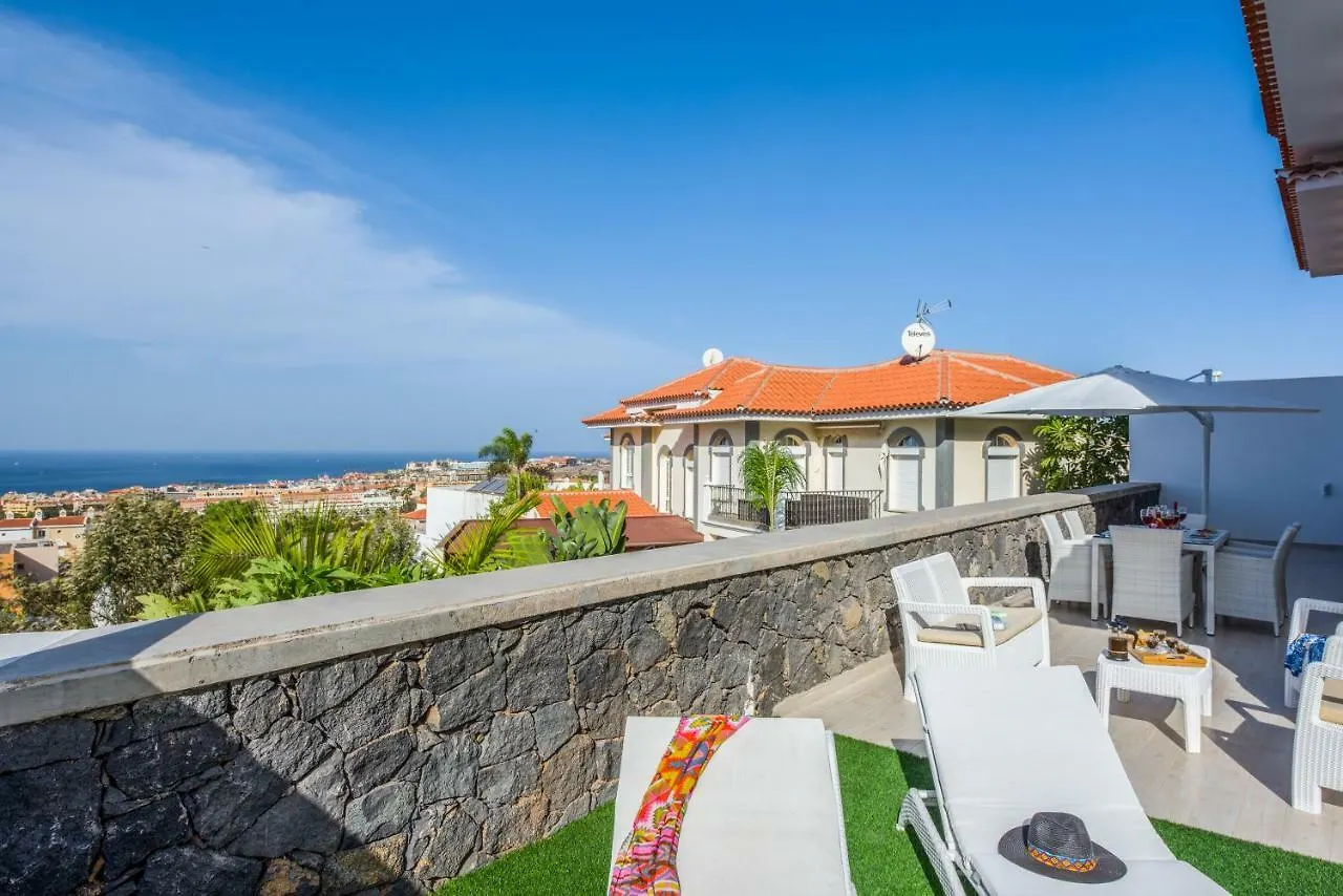 Luxury White Villa With Sea View, Heated Pool Costa Adeje  Spain